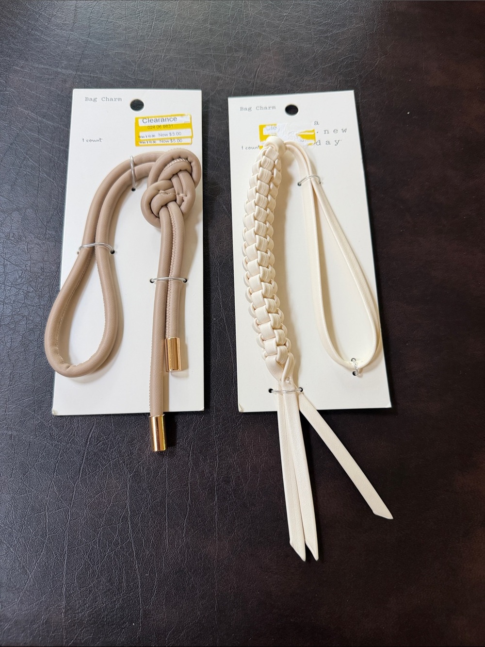 Target Beige Knot and Cream Braided Bag Charms